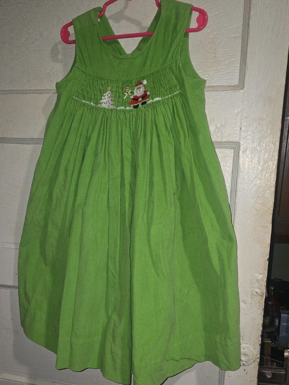 Girls' Green Sleeveless Smock Courdaroy  Holiday Dress Stunning Amanda Remembere